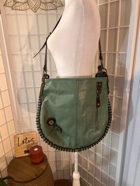 CHALA Sage Green Leather Crossbody Bag